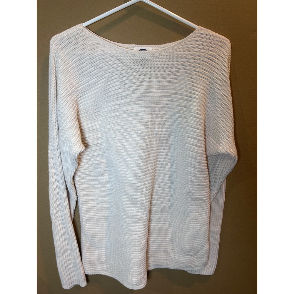 Old Navy Pullover Sweater Womens Size M Cream Excellent Textured Boat Neck Knit